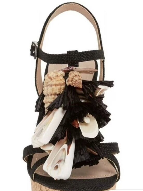 Charles David Shoes - NWT (Other) Charles by Charles David Black Cork Wedge Shell Tassel Sandal. Sz 10